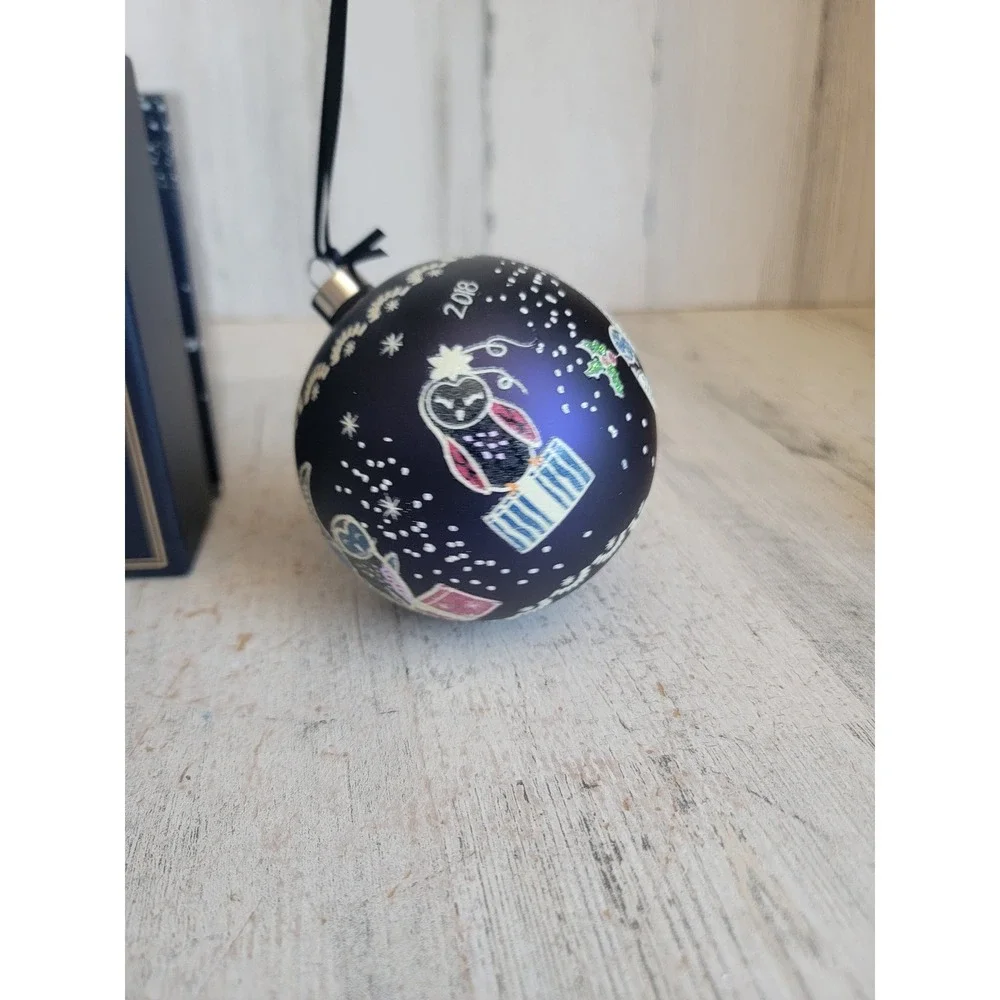 Vera Bradley night sky owl ball glass bird Xmas ornament glitter unique